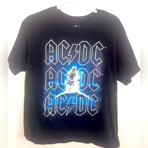 AC/DC Black Graphic T-Shirt w/ Rhinestones on the Lettering size Large‎